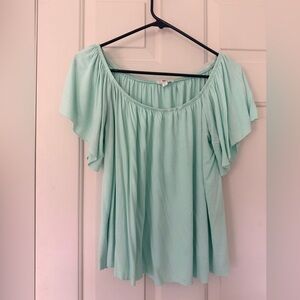 BP Mint Green Flutter Sleeve Top